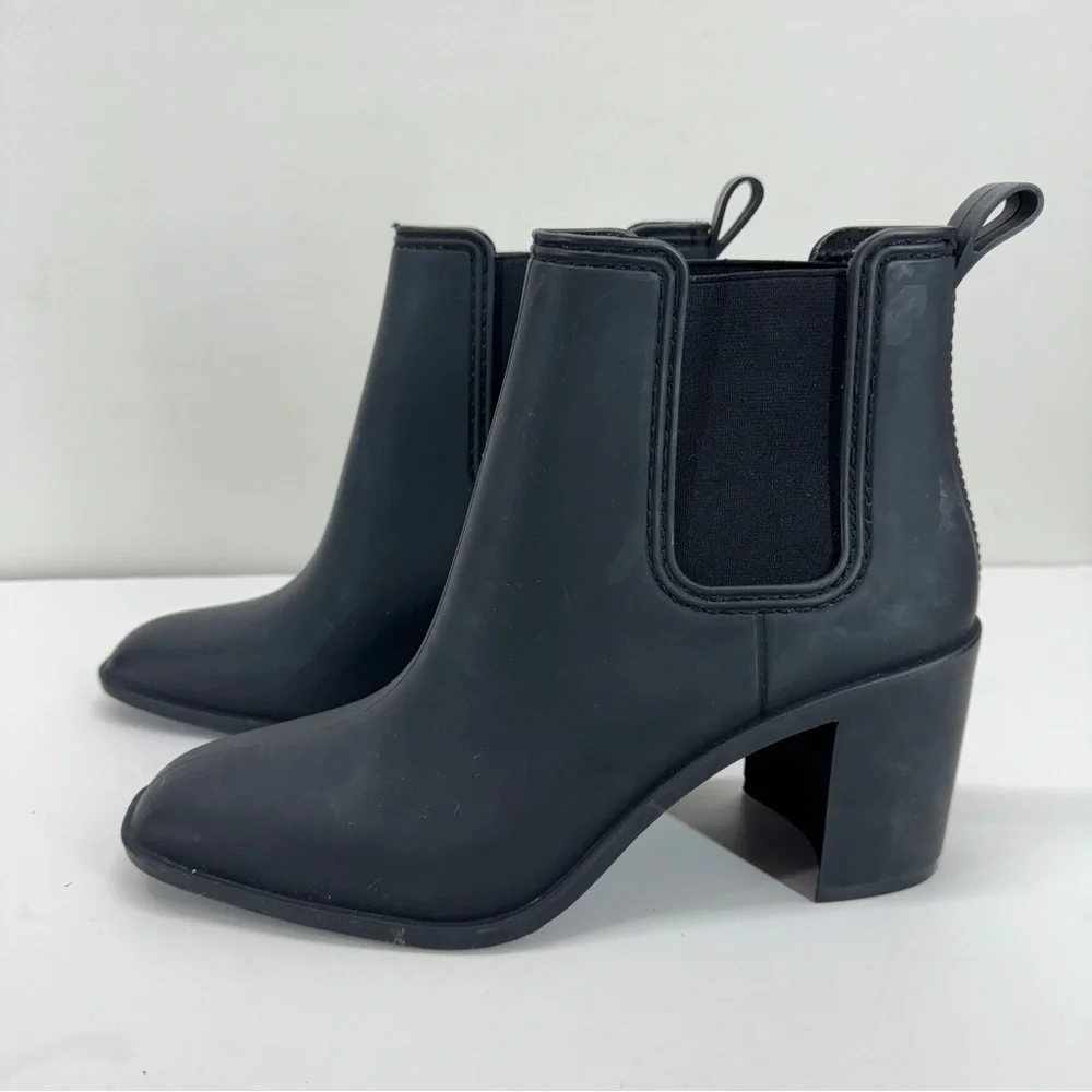 Jeffrey Campbell Womens Rubber Rain Boots Ankle Black Waterproof Weather Casual